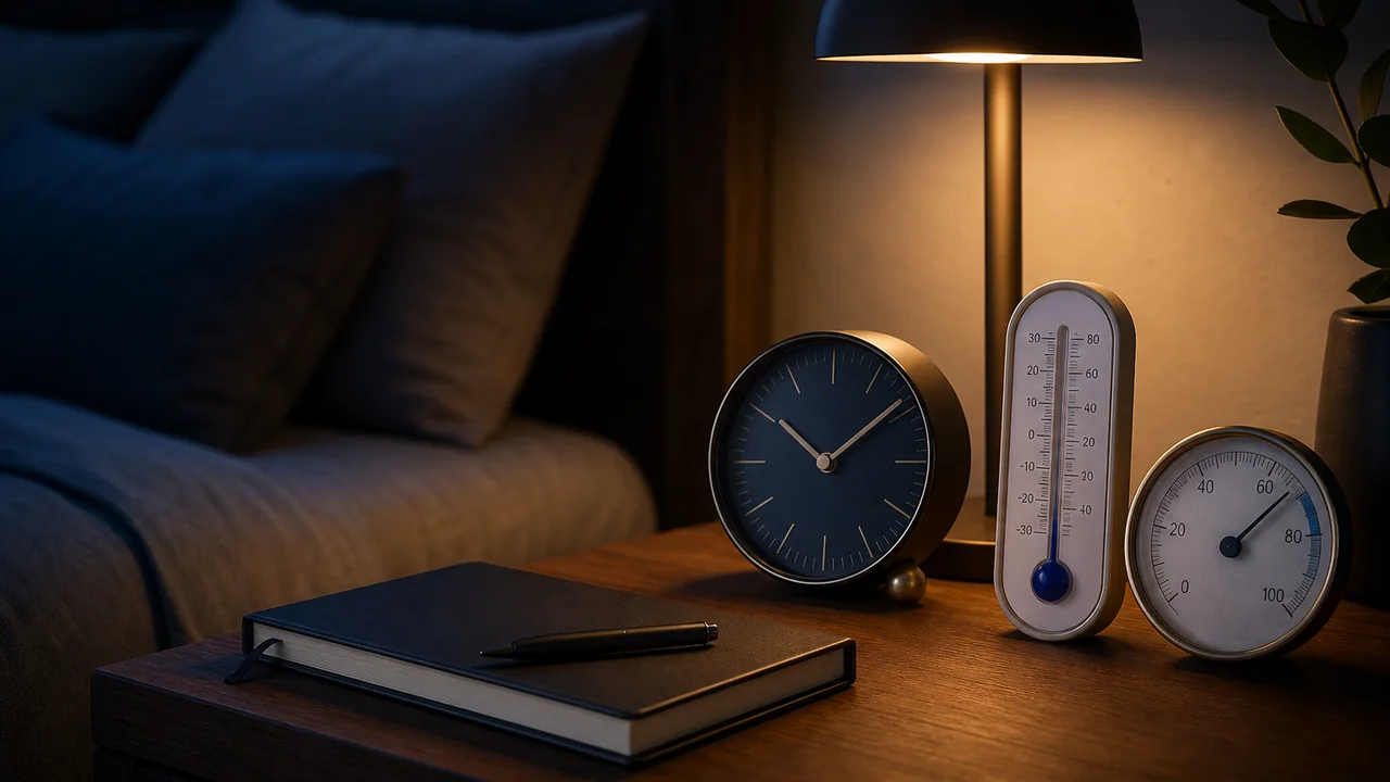 Bedside routine with warm lamp and book